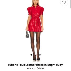 Alice + Olivia Red Faux Leather Dress, Size 2